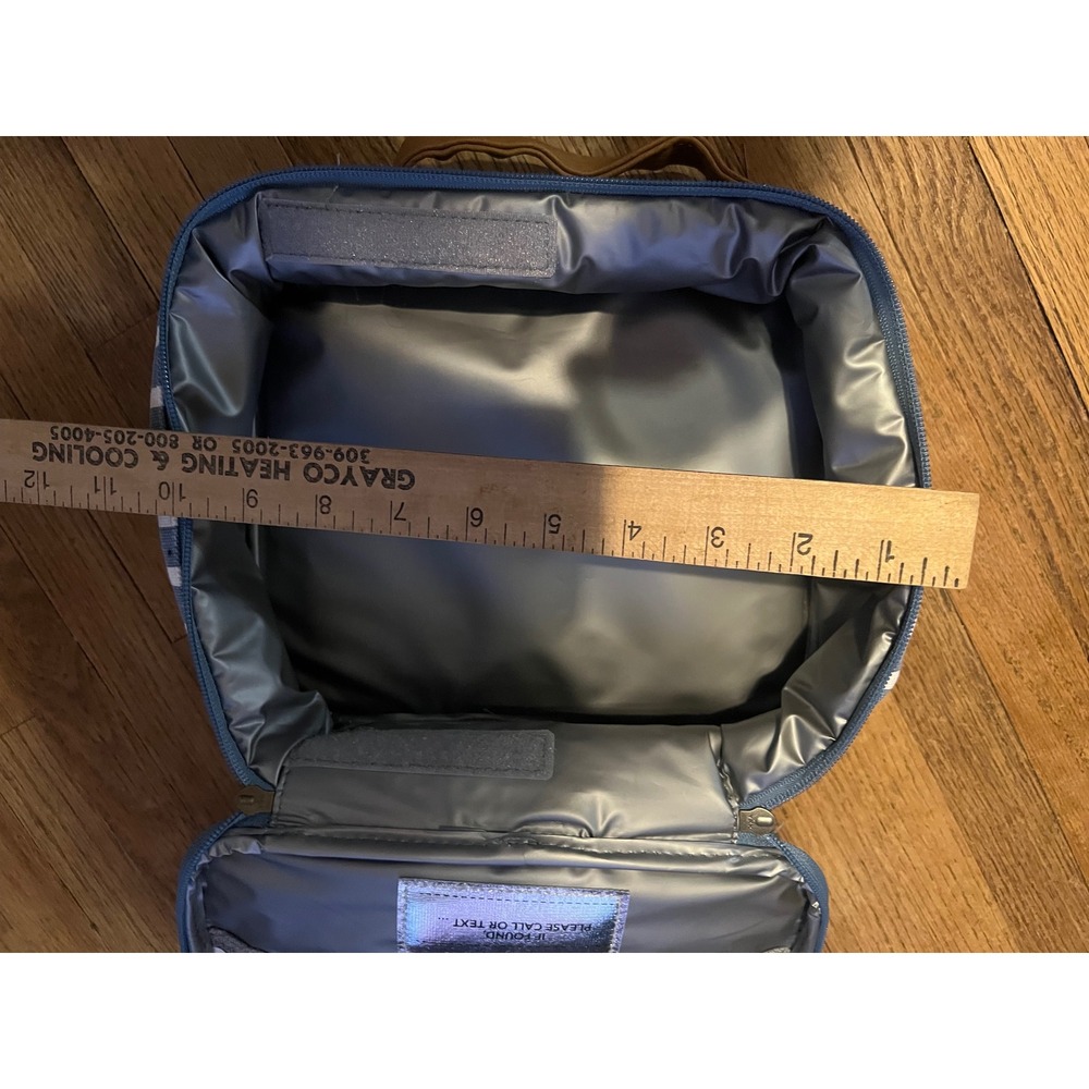 Pottery Barn Teen Blue White Striped Insulated Lunch Box Canvas Zippered Bag - Picture 11 of 16